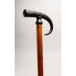 A 19TH CENTURY ALPINE HORN WALKING STICK 35ins long