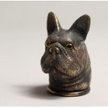 A BRASS NOVELTY FRENCH BULLDOG VESTA