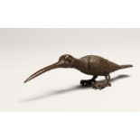 A GOOD JAPANESE BRONZE BIRD with a long beak 5.5ins long