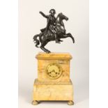 A VERY GOOD FRENCH EMPIRE MARBLE AND ORMOLU CLOCK Napoleon on his horse The movement signed