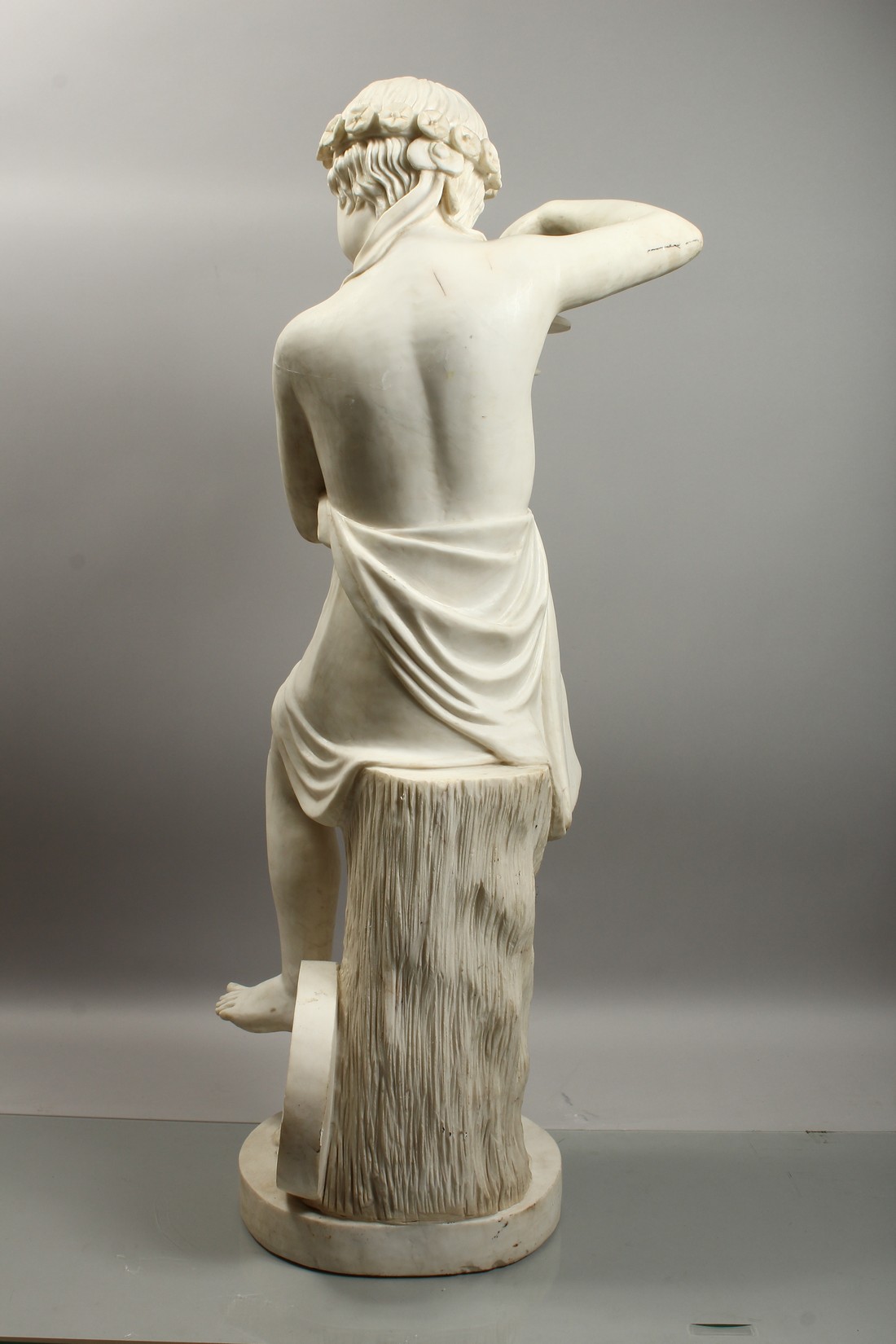 A GOOD LARGE ITALIAN CARVED CARRERA MARBLE, CHILD PERSONIFYING MUSIC, carved as a young female - Image 7 of 16