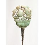 A CHINESE JADE HAIR PIN 7ins long