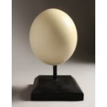 AN OSTRICH EGG 5.5ins on a wooden base