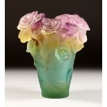 DAUM A GOOD DAUM VASE WITH ROSES. Signed Daum, France 282 15cm high.