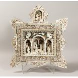 `GLORIA IN EXCELSIS DEO' A SUPERB MOTHER OF PEARL CHRISTMAS SCENE. 17ins high x 16ins wide.