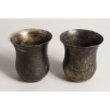 A PAIR OF TURKISH SILVER BEAKERS