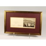 A FRAMED AND GLAZED, 1948 CHRISTMAS CARD, SIGNED BY KING GEORGE VI AND QUEEN ELIZABETH, Table