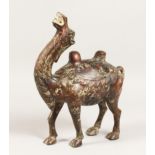 A VERY GOOD POTTERY CAMEL 12ins high