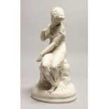A 19TH CENTURY PARIAN GROUP, YOUNG LADY, a butterfly on her arm. 12ins high.