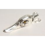 A SILVER PLATED DUCK HEAD PAPER CLIP