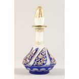 A BOHEMIAN OVERLAY GLASS SCENT BOTTLE AND STOPPER. 8ins high.