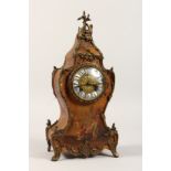A GOOD FRENCH CLOCK in a painted case with figures and flowers with ormolu mounts, blue and white