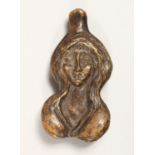 A BRONZE EROTIC GIRL PAPERWEIGHT.