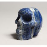 A CARVED LAPIS SKULL 2ins.