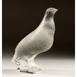 A LALIQUE GLASS PARTRIDGE Engraved Lalique, France 7ins high