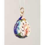 A GOOD RUSSIAN SILVER AND ENAMEL EGG PENDANT