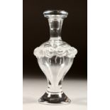 A LALIQUE GLASS TALL SCENT BOTTLE AND STOPPER, engraved Lalique, France 5.5ins high