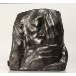 AFTER KATHE KOLLWITZ (1867 - 1945) GERMAN A RELIEF CAST BRONZE PLAQUE, HANDS AND FACE, from an