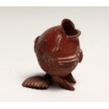 A JAPANESE CARVED WOOD FISH 3.75ins long