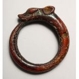 A CARVED CHINESE HORN BANGLE
