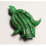 A SMALL CHINESE CARVED JADE CABBAGE