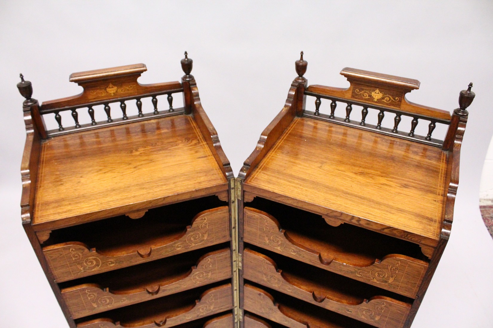 A RARE 19TH CENTURY ROSEWOOD INLAID FOLDING CAMPAIGN CUPBOARD - Image 2 of 5