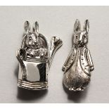 TWO BEARIX POTTER SILVER BUNNY BROOCHES