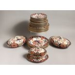 A GOOD ROYAL CROWN DERBY JAPAN PATTERN PART DINNER SET, comprising pair of oval tureens and