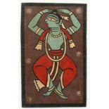 Jamini Roy (1887-1972) India, a mixed media colourful depiction of a Deity, 9" x 5.5".