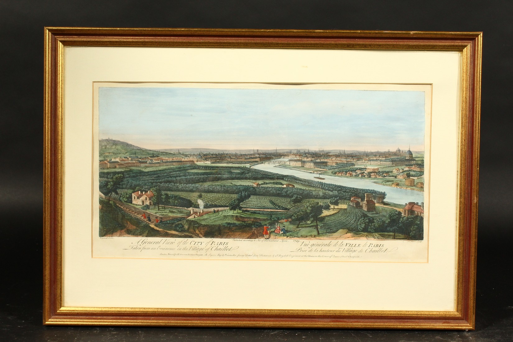 N. Parr after Rigaud, 18th Century, General view of the city of Paris, 9.75" x 18.75" and two others - Image 3 of 5