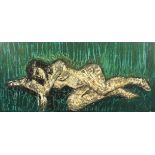 20th Century School, Berkoff, circa September 1963, study of a reclining nude, oil on board, signed,