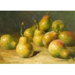 J. Howard (20th Century), A pair of still life paintings of fruit, oil on board, signed, each 5" x
