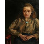 20th Century School, A portrait of a seated lady, oil on canvas laid down, 19.5" x 15.5".