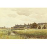 Cyrill Ward (1863-1935) British, A view of Windsor Castle from the fields, watercolour, signed, 11.