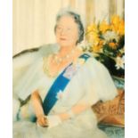 A colour print of the Queen Mother, signed by the Queen Mother, 19" x 15.5", Provenance: Given to