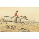 Henry Alken (1765-1851) British, 'Full Cry', out with the hounds, watercolour and pencil, signed, 9"