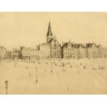 German School, A marketplace, signed indistinctly and inscribed in pencil, 14.25" x 18.25".