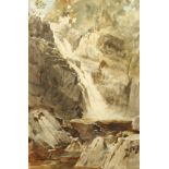 Attributed to Edwin John Ellis (1842- 1895) British, A waterfall, possibly Wales, watercolour with