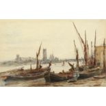 John Moyer Heathcoate (1800-1890) British, Westminster from Vauxhall, 1869, watercolour with pencil,