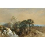 G. Pearson, circa 1858, A tree lined landscape with a coastline beyond, watercolour, signed and