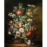 S. Maffe (19th Century) Continental, A still life of mixed flowers in a vase, oil on canvas, signed,