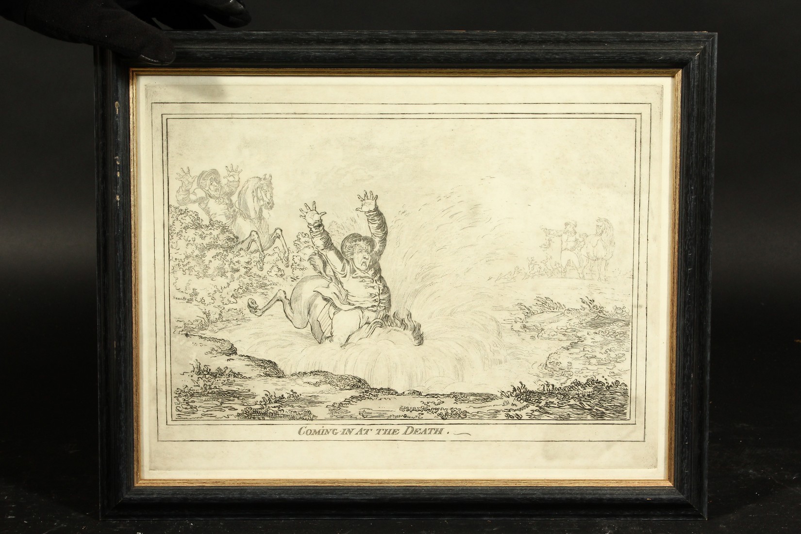 James Gillray, (1756-1815) British, A set of four hunting scenes, black and white etchings, 12" x - Image 4 of 6