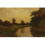 Late 19th Century English School, A tranquil river landscape, oil on board, 8.25" x 12.25".