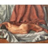 Early 20th Century Continental School, A recumbent female nude, oil on canvas, signed A. Virgnier?