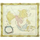 Louis Brion de la Tour, 'Chine et Indes Avec Les Isles', An 18th Century map, later hand-coloured,