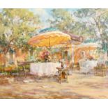 Sergei Sviridov (b.1964) Russian, 'Summer Garden', signed, oil on canvas, 18" x 21.5" 46x55cm.