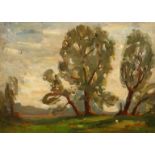 John Brown (20th Century) British, Landscape with trees, oil on board, signed withinitials, 12" x