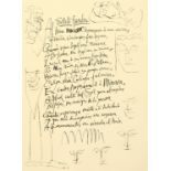 After Picasso, 'Soneto Funebre' poem with illustrations, along with a translation into French,