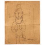 Jamini Roy (1887-1972) India, a stylised ink sketch of Christ, signed, 10" x 8.75".
