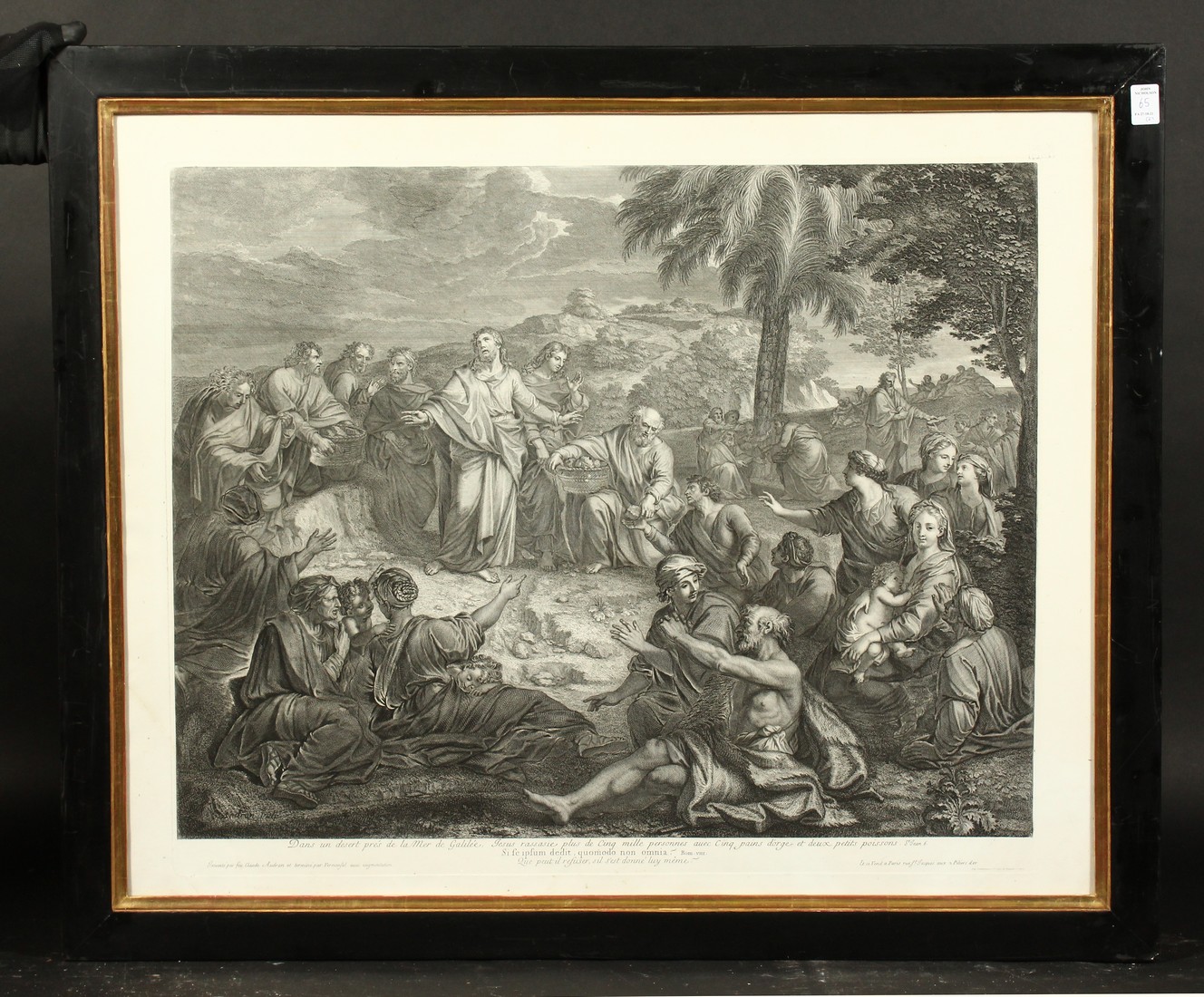 An antique engraving of Christ feeding the five thousand, 22.5" x 28", along with another similar. - Image 2 of 6